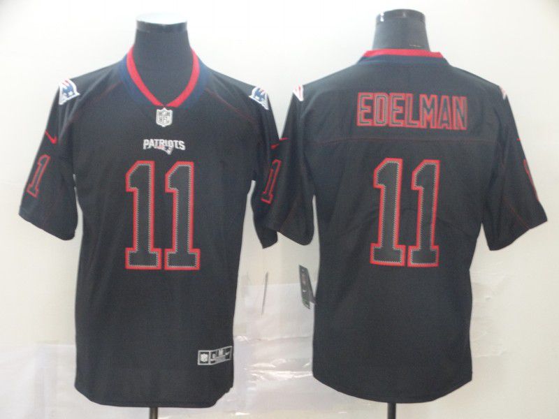 Men New England Patriots 11 Edelman Nike Lights Out Black Color Rush Limited Jersey